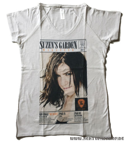 Suzen's Garden Girlie-Shirt "Magazine" white